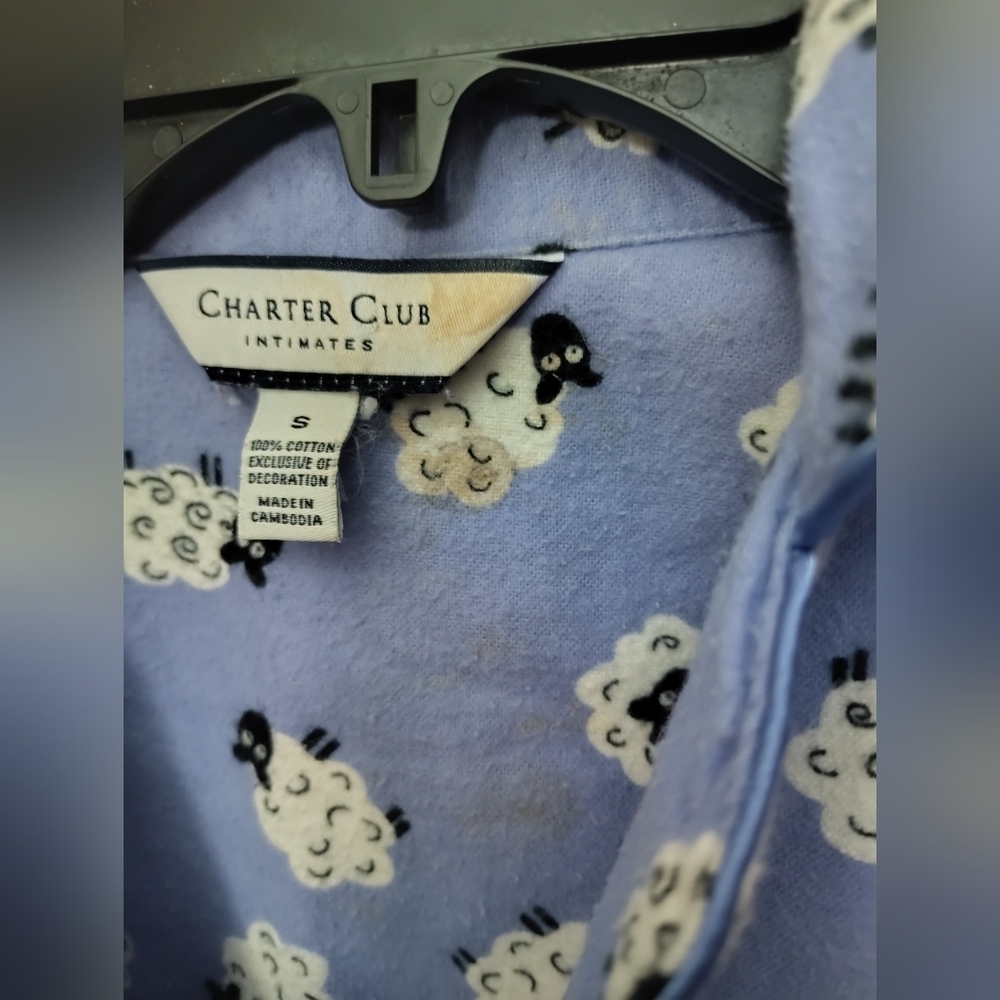 Charter Club Women's Pajama Set – with Cartoon Lamb Print, Button-Up (S) - Picture 11 of 11